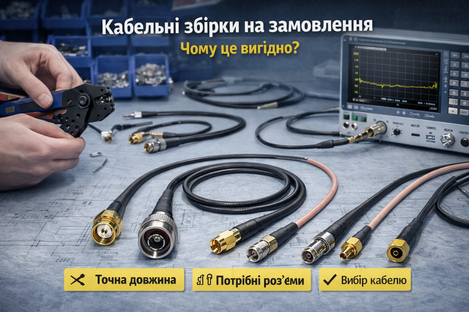 Детальніше про статтю Що таке кабельні збірки і коли вигідніше замовити індивідуальне виробництво